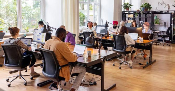 Employees working in the workplace