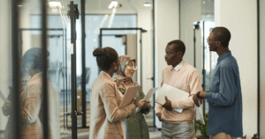 discussing retention bonuses at the office