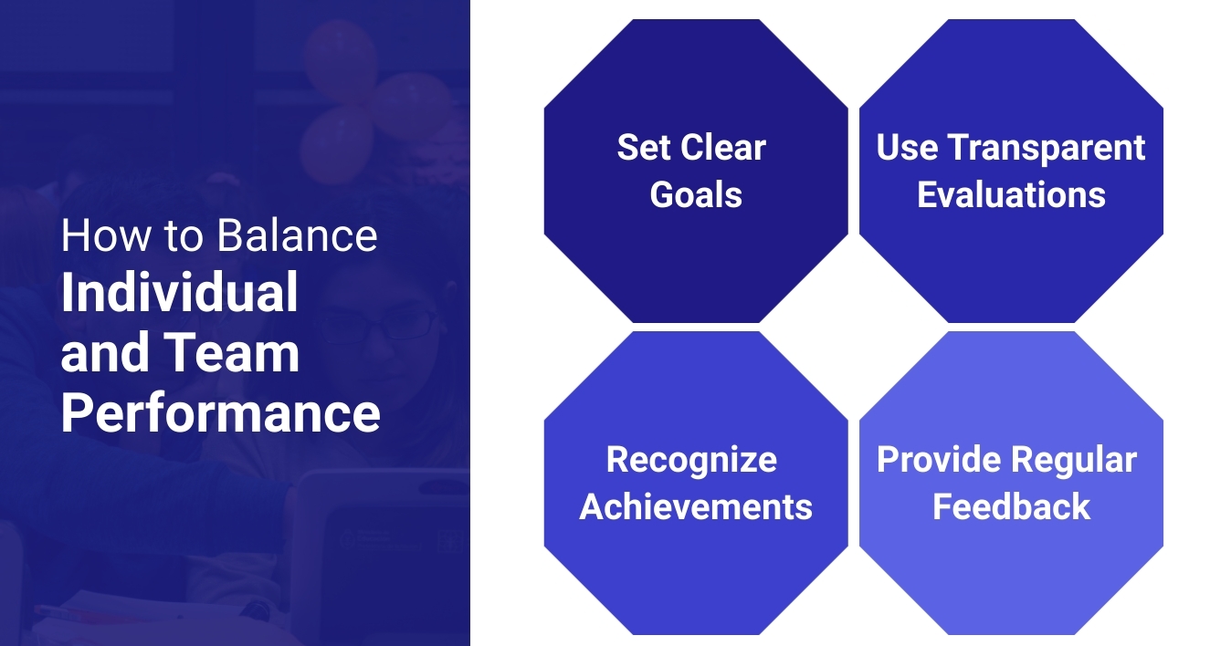 Infographic on how to balance individual and team performance in the workplace