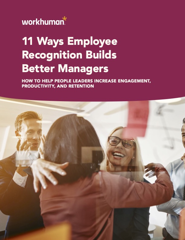 Cover image for the report, "11 Ways Employee Recognition Builds Better Managers"