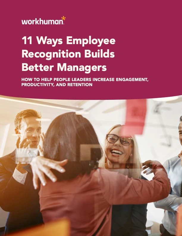 Cover image for the report, "11 Ways Employee Recognition Builds Better Managers"