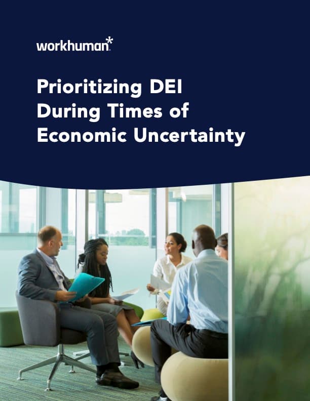 cover image for the report, "Prioritizing DEI During Times of Economic Uncertainty"
