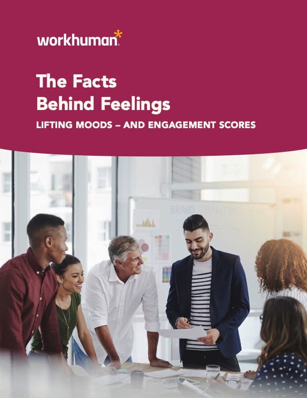 cover image for the "The Facts Behind Feelings: Lifting Moods – and Engagement Scores" report