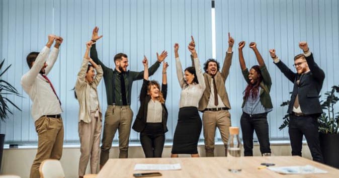 Group of employees celebrating