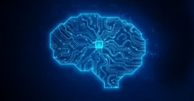 Digital shape of a brain symbolizing AI in recruitment.