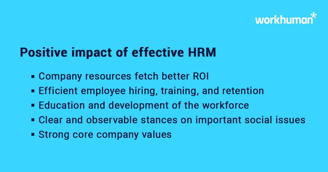 Effective HRM impacts ROI, hiring, and workforce development
