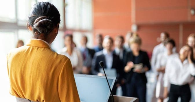 Guest speaker raising awareness about workplace bias