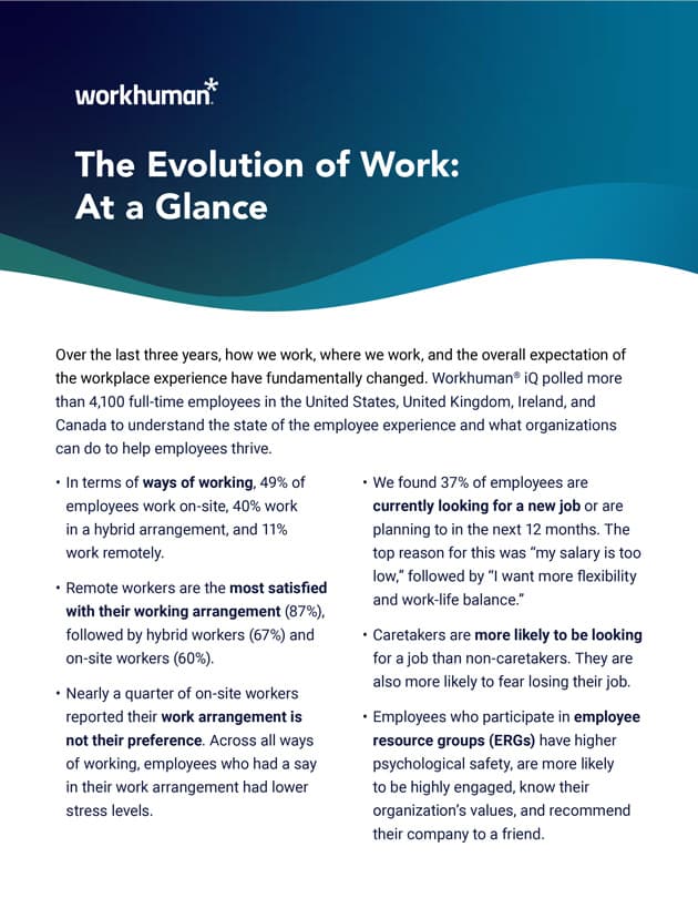 Cover of “The Evolution of Work At a Glance”