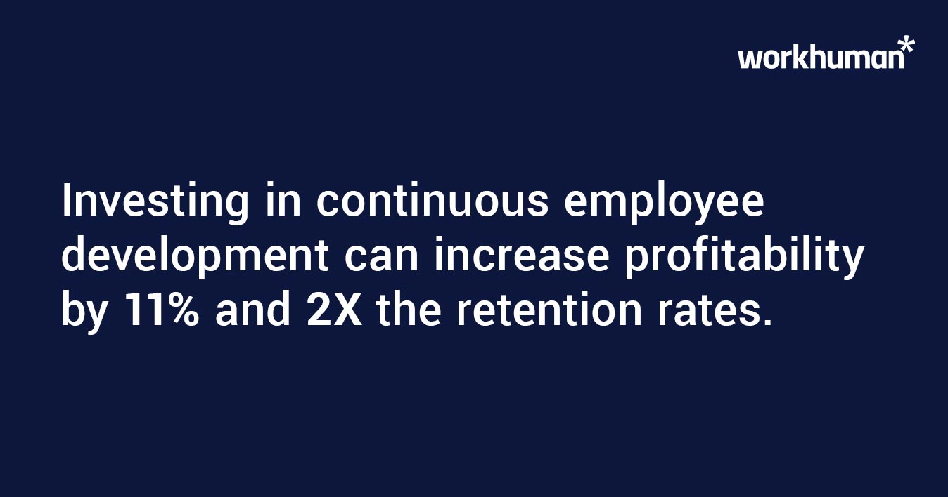 Investing in continuous employee development can increase profitability by 11% and double the retention rates.