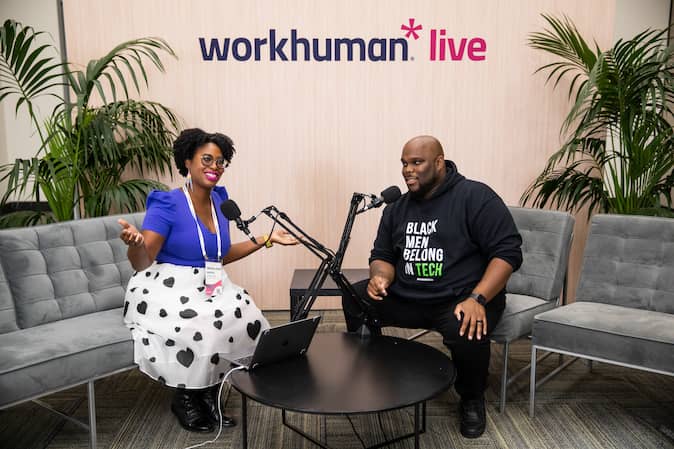 Meisha-ann Martin and Kham Ward discussing their research on the How We Work podcast