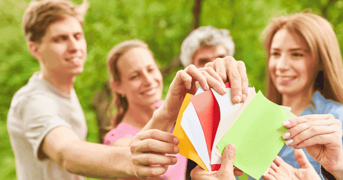 a group of employees playing team-building game