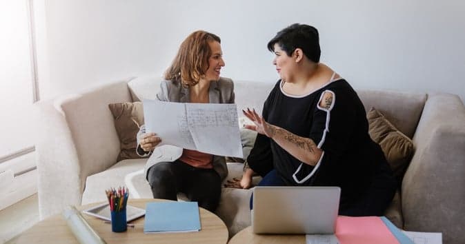woman chatting with friends
