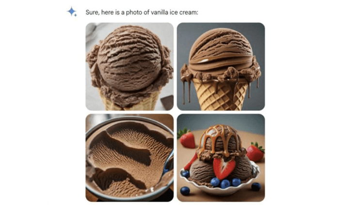 An AI image of vanilla ice cream which is quite incorrect