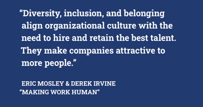 Diversity, inclusion, and a feeling of belonging in the workplace help to hire and retain employees- Eric Mosley and Derek Irvine