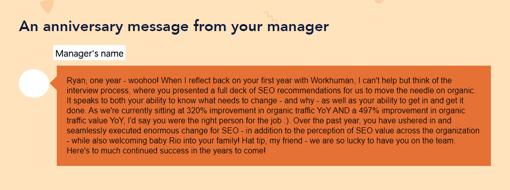 work anniversary message from manager