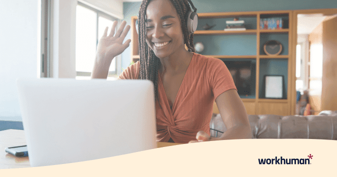 an employee working fully remote in a hybrid work model