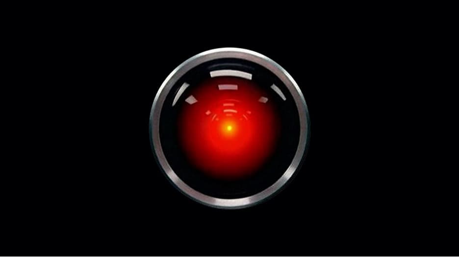 glowing red machine or robot eye