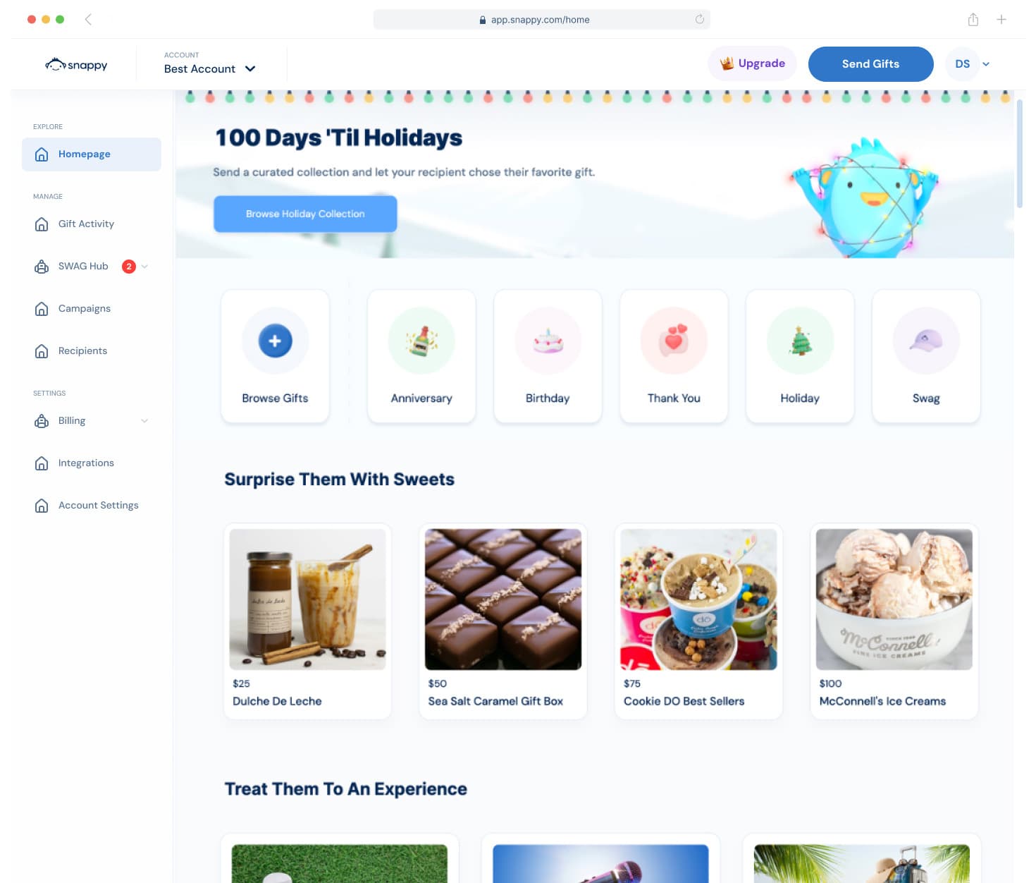 snappy homepage feed