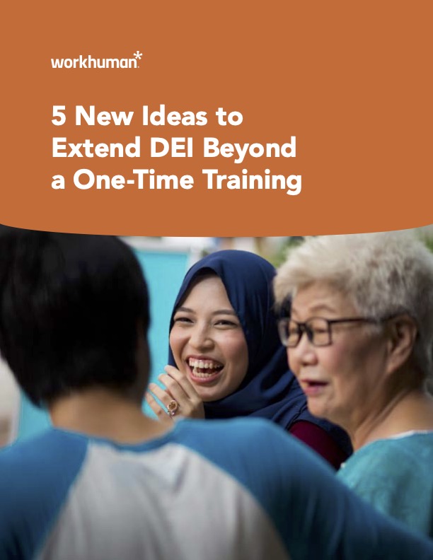 Cover image for the report, "5 New Ideas to Extend DEI Beyond a One-Time Training"