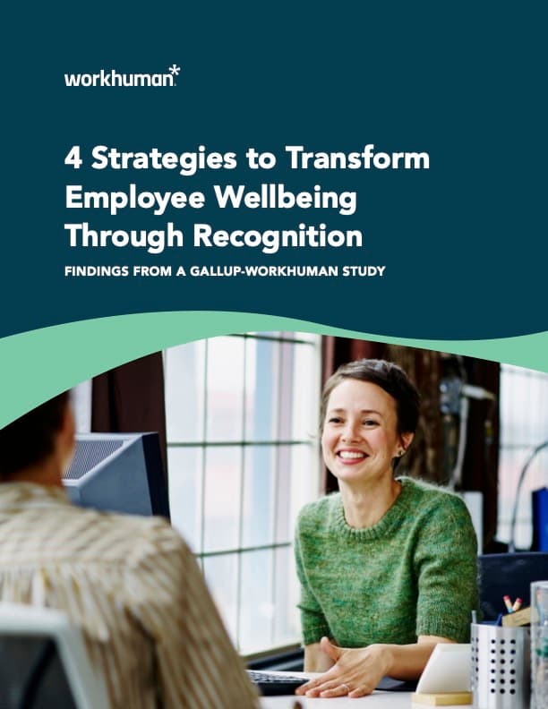 cover of the report "4 Strategies to Transform Employee Wellbeing Through Recognition"