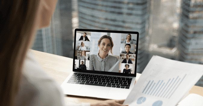 a group of remote team members attending a virtual meeting (1)