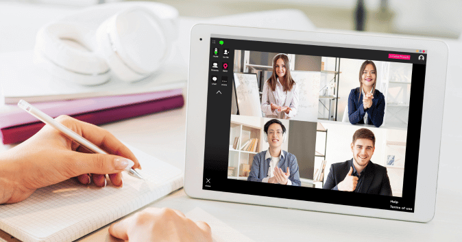 a team in a virtual team-building session