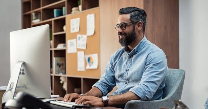 an employee in team building online meeting