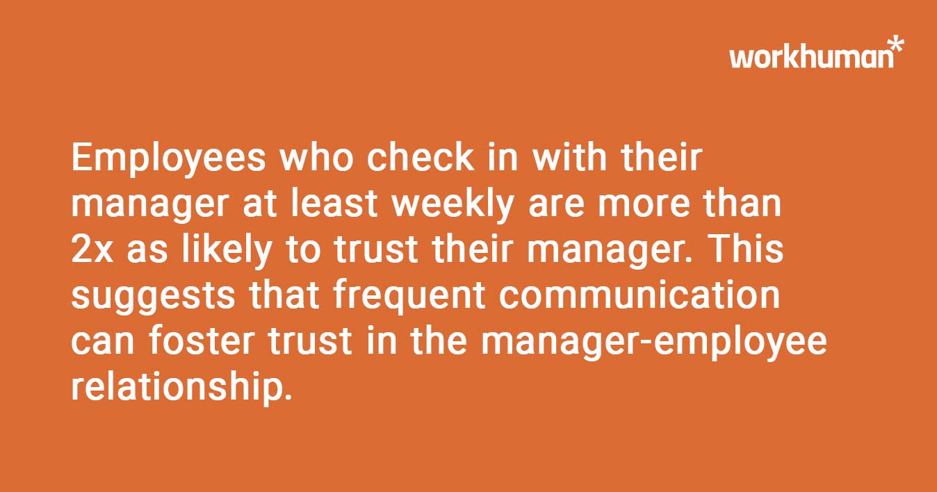Illustration about statistics on trust building through weekly check-ins in managing up.
