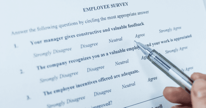 a document of employee survey questions
