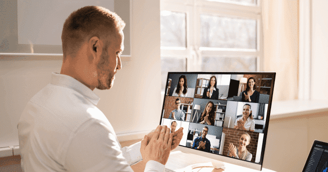 an employee in a team building event