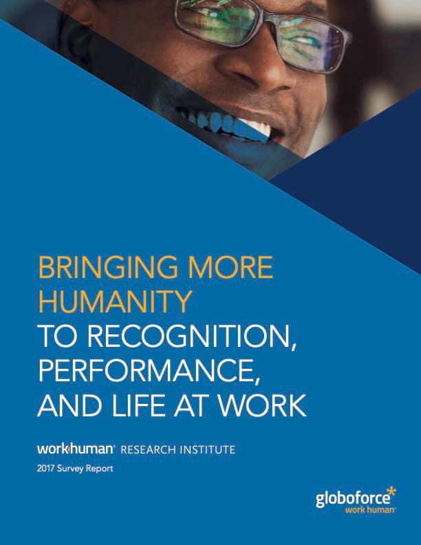 Cover image for the report, "Bringing More Humanity to Recognition, Performance, and Life at Work"