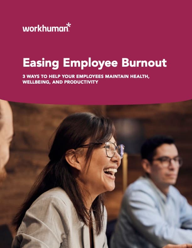 Cover image for the report, "Easing Employee Burnout: 3 Ways to Help Your Employees Maintain Health, Well-being, and Productivity"