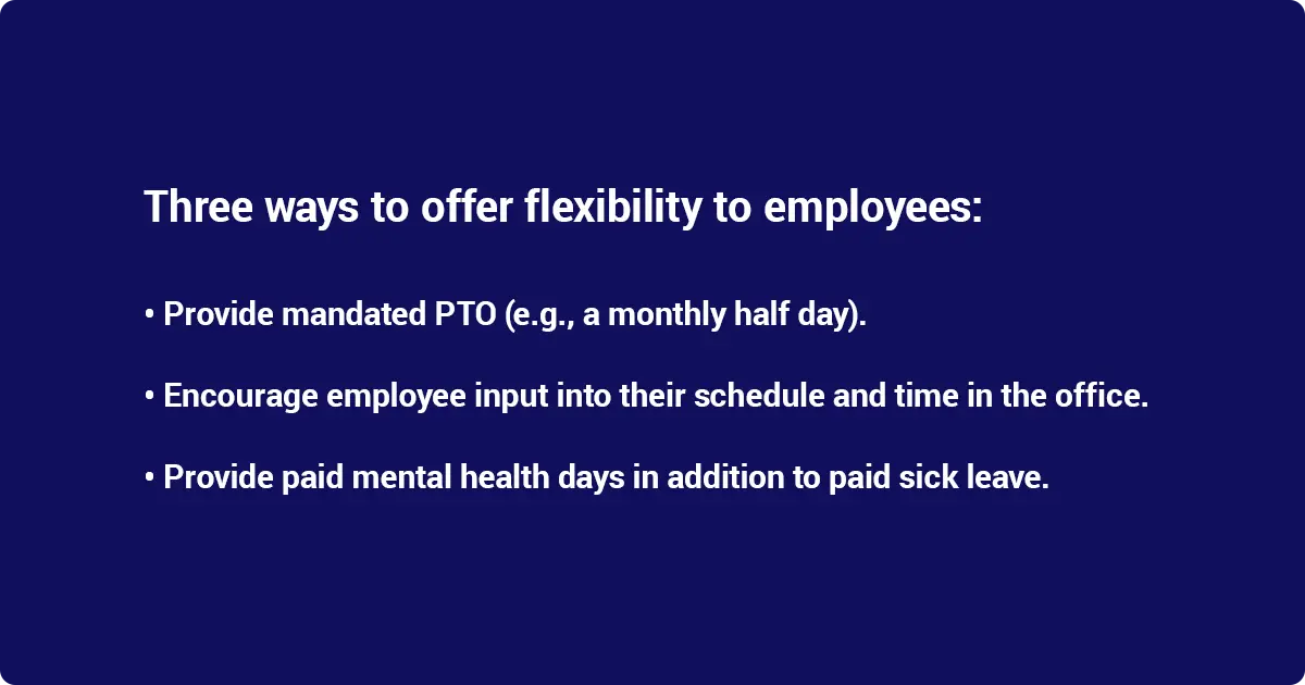 Graph showing ways to offer employee work flexibility