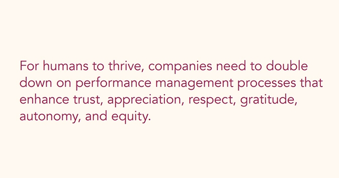 Text about improving corporate performance management to support human thriving.
