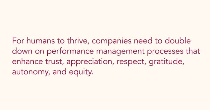Text about improving corporate performance management to support human thriving.